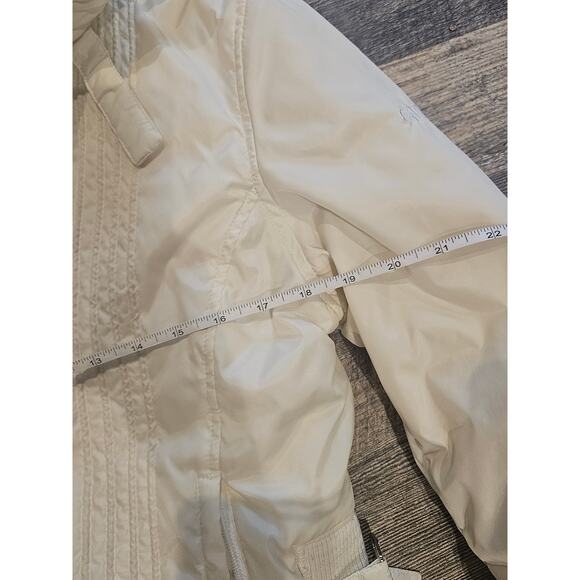 Guess y2k white ivory down bomber puffer jacket womens large medium buckle - Picture 3 of 12